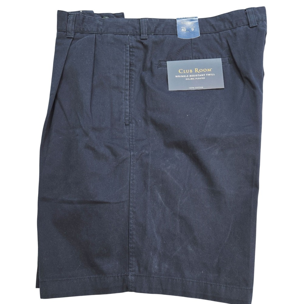 Club Room Shorts Mens 40 Blue Bermuda Cotton Canvas Classic Fit 9in Pockets